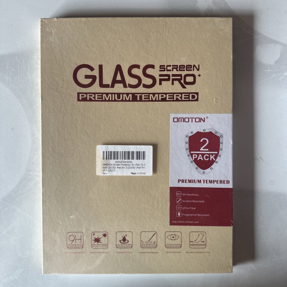 OMOTON Tempered Glass Screen Protector 2 Pack for iPad 10.2/Pro 10.5 SEALED